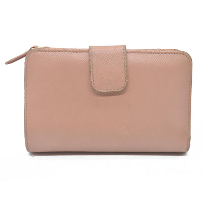 PRADA Logo Saffiano Leather Bifold Wallet Purse Pink
