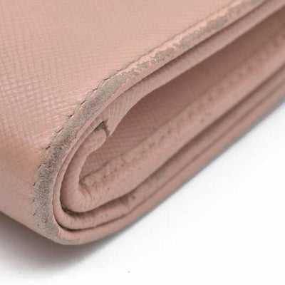 PRADA Logo Saffiano Leather Bifold Wallet Purse Pink