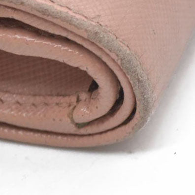 PRADA Logo Saffiano Leather Bifold Wallet Purse Pink