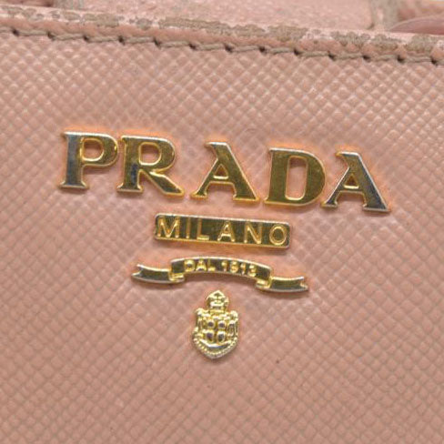 PRADA Logo Saffiano Leather Bifold Wallet Purse Pink