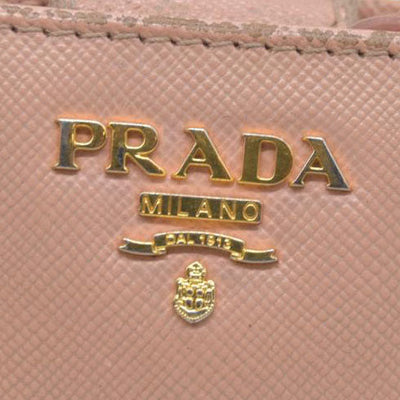 PRADA Logo Saffiano Leather Bifold Wallet Purse Pink