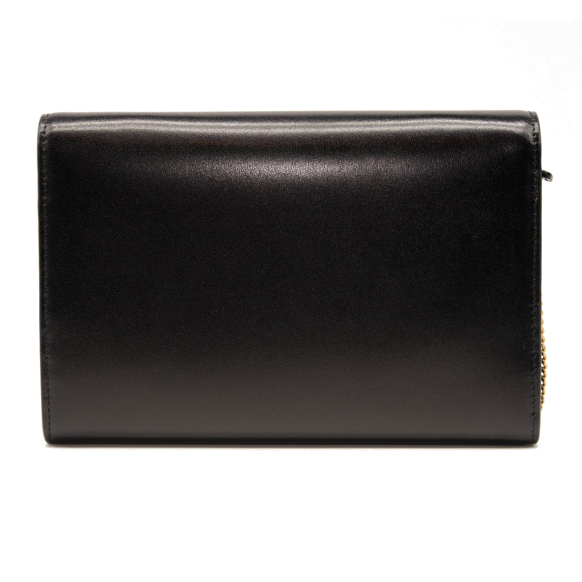 NEW Saint Laurent Le Monogram YSL Glossy Wallet on Crossbody Chain Black Gold