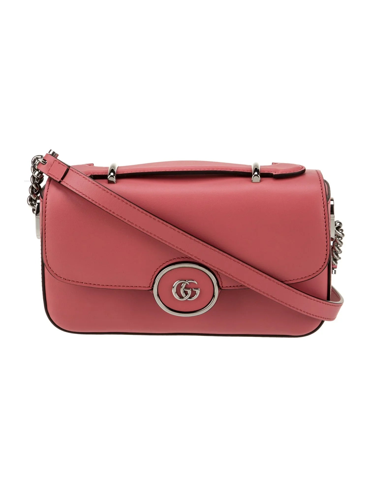 $2980 Gucci Senna Calfskin Petite GG Top Handle Shoulder Bag Pink
