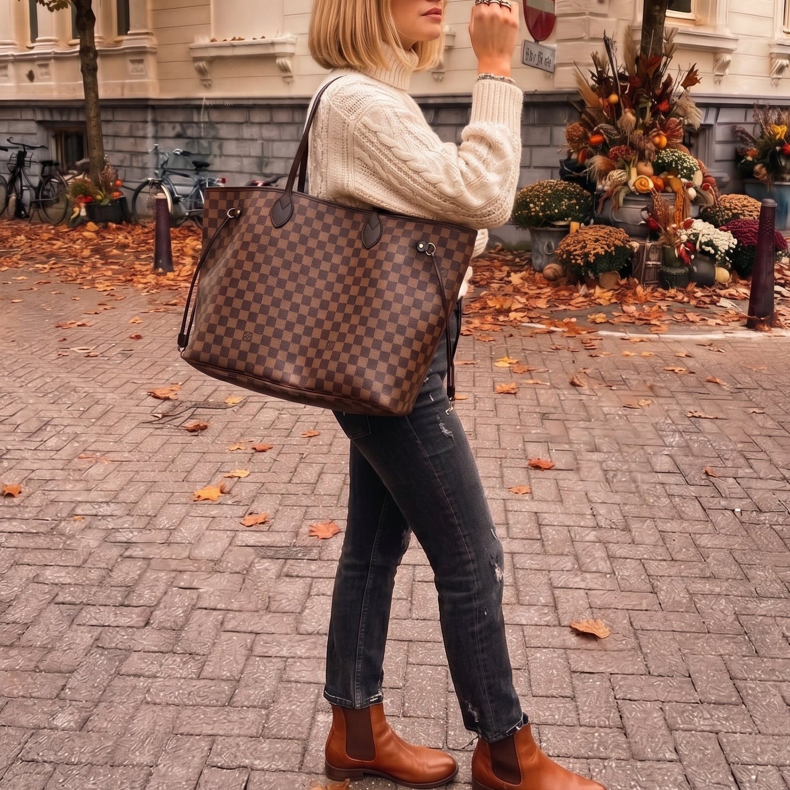 $2310 USA 2019 Louis Vuitton Damier Ebene Neverfull GM with Pouch 10021271 SD4119