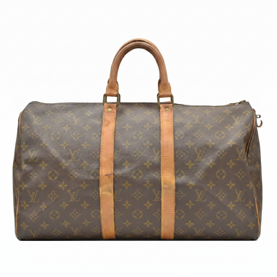 $1420 1988 Louis Vuitton LV Boston Bag Keepall 45 Brown Monogram SA822