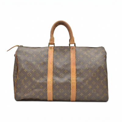 $1420 1988 Louis Vuitton LV Boston Bag Keepall 45 Brown Monogram SA822