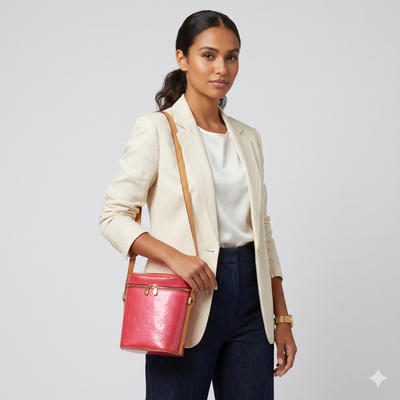 $995 2003 Louis Vuitton Fuchsia Monogram Vernis Vertical Sullivan Bag CE0013