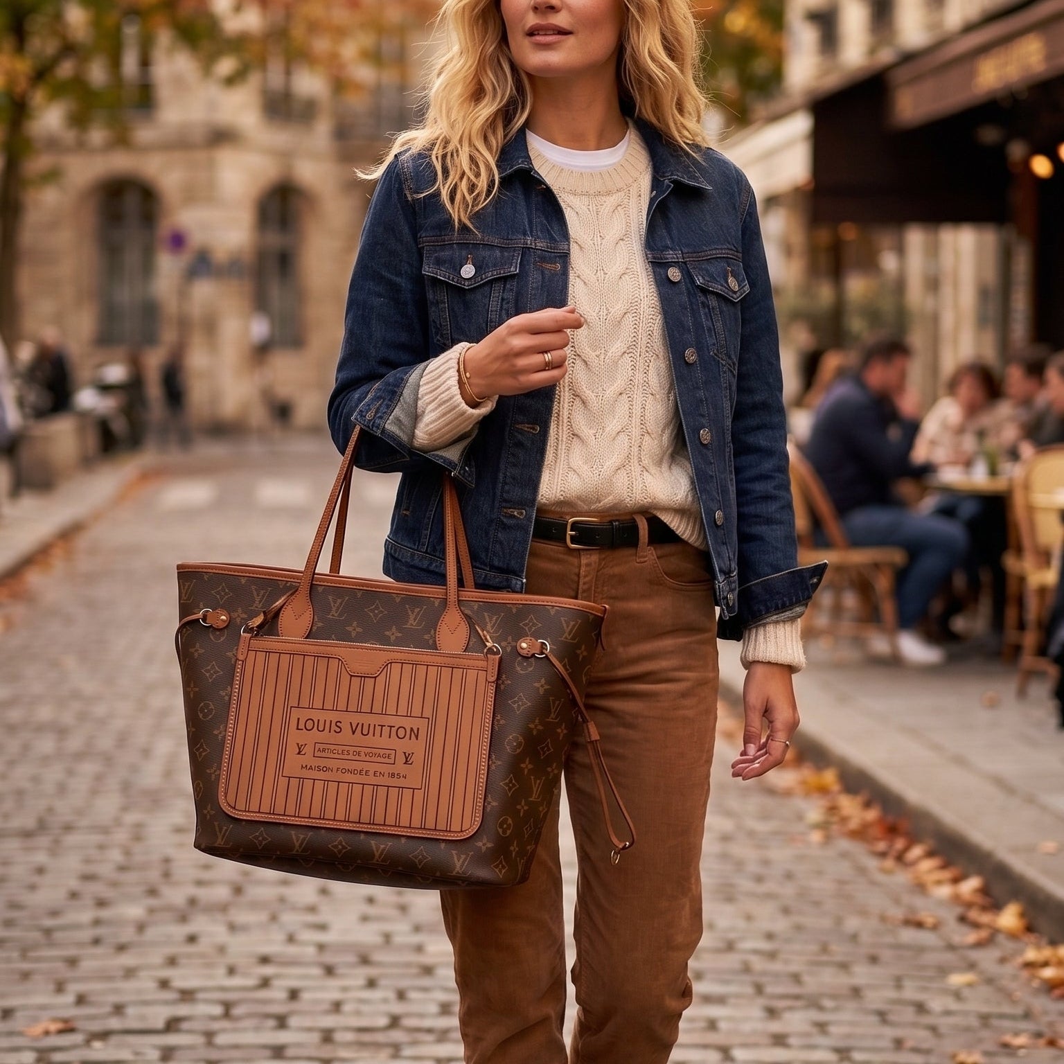 $3200 Louis Vuitton Monogram Inside Out Reversible Neverfull MM Brown RFID 10021157
