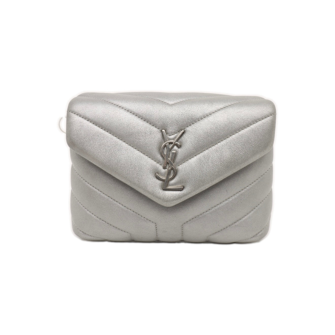 PRE-ORDER Saint Laurent  Calfskin Y Quilted Monogram Toy Loulou Chain Satchel Silver