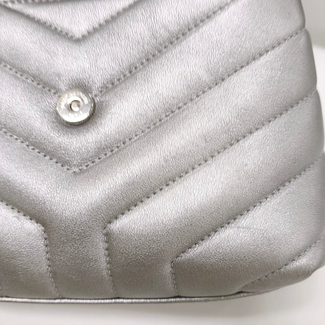 PRE-ORDER Saint Laurent  Calfskin Y Quilted Monogram Toy Loulou Chain Satchel Silver