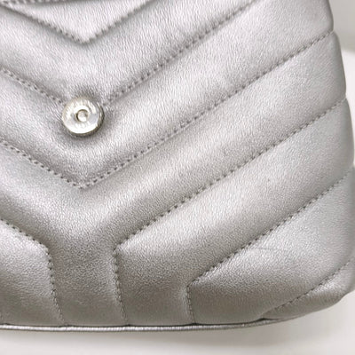 PRE-ORDER Saint Laurent  Calfskin Y Quilted Monogram Toy Loulou Chain Satchel Silver