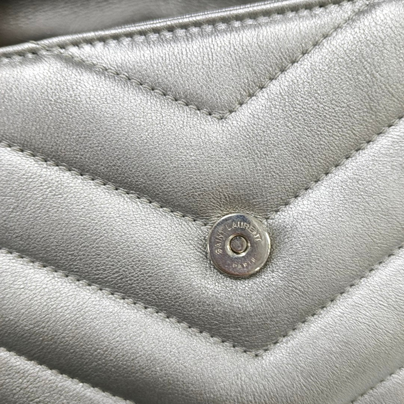 PRE-ORDER Saint Laurent  Calfskin Y Quilted Monogram Toy Loulou Chain Satchel Silver