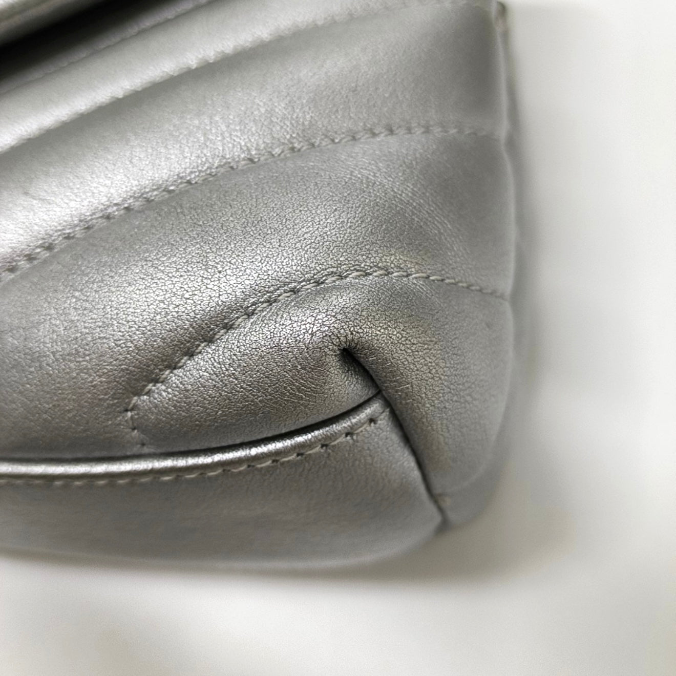 PRE-ORDER Saint Laurent  Calfskin Y Quilted Monogram Toy Loulou Chain Satchel Silver