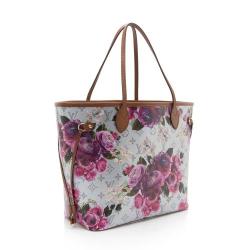 Louis Vuitton Neverfull Metallic Lv Garden Mm Silver Monogram Canvas Tote