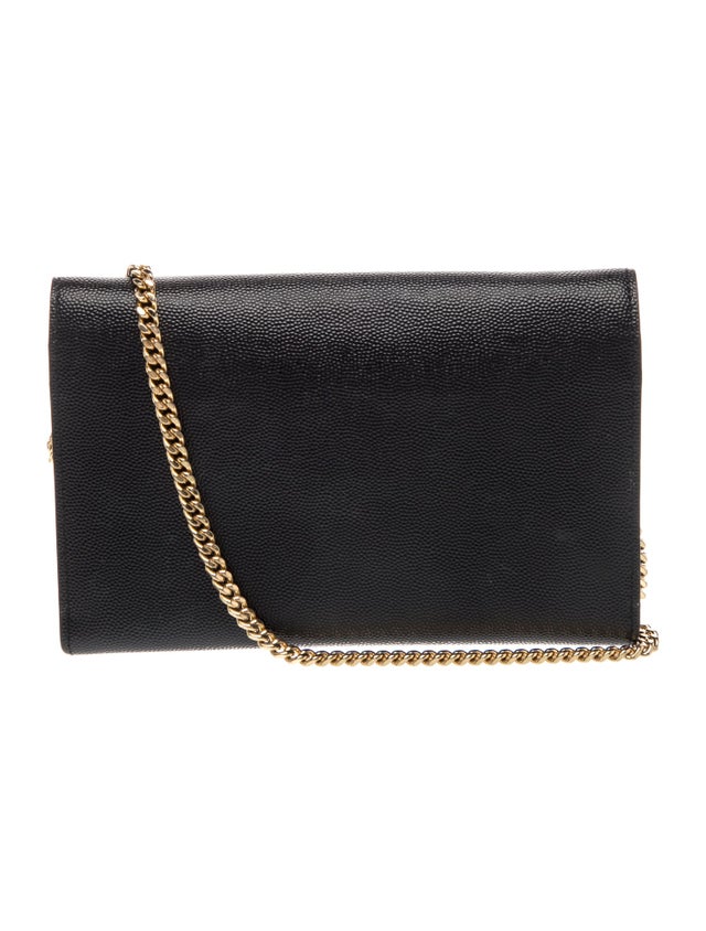 $1500 Saint Laurent Uptown Wallet on a Chain Black Gold YSL