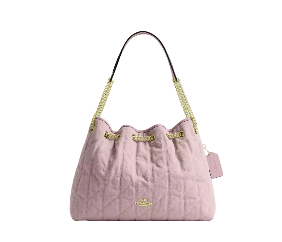 $375 NWT COACH Evelyn Shoulder Bag In Loved Denim With Quilting And Charm CONSIGNMENT