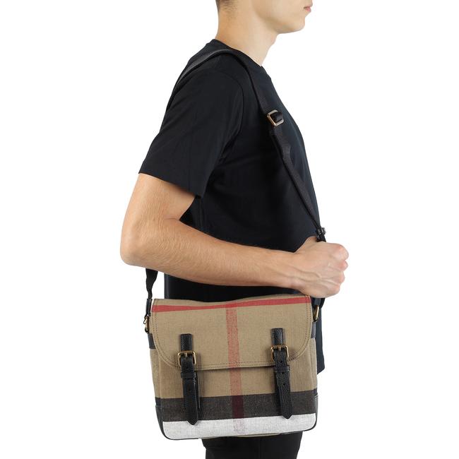 Burberry Mega Check Small Baildon Computer Black Brown Canvas Messenger Bag