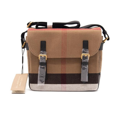 Burberry Mega Check Small Baildon Computer Black Brown Canvas Messenger Bag