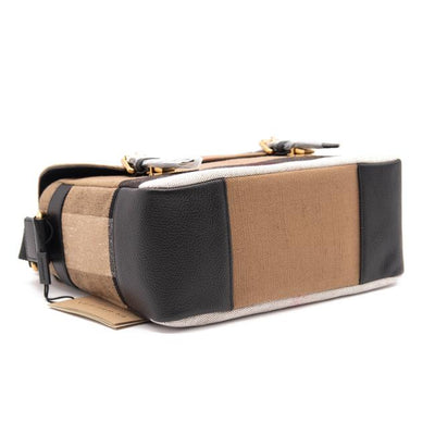 Burberry Mega Check Small Baildon Computer Black Brown Canvas Messenger Bag