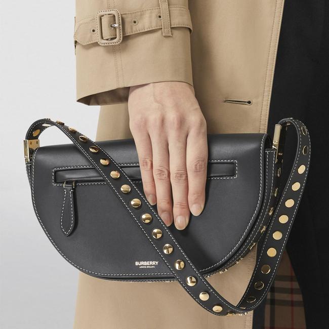 NEW Burberry Mini Olympia Studded Black Leather Shoulder Bag