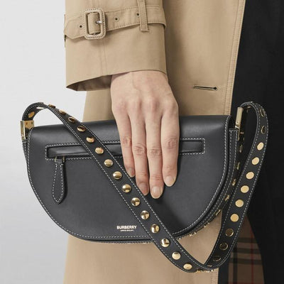 NEW Burberry Mini Olympia Studded Black Leather Shoulder Bag