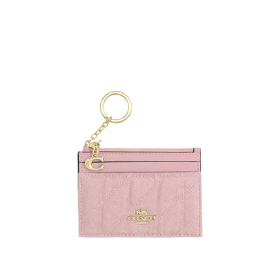 $95 COACH Mini Skinny ID Case In Loved Denim With Quilting And Charm COSIGNMENT
