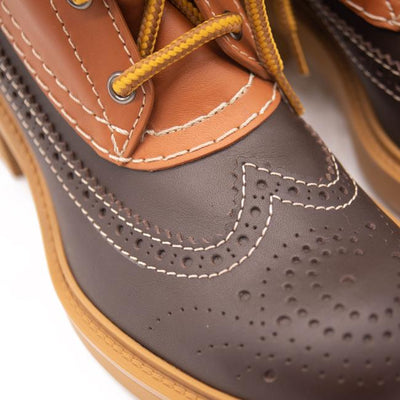 NEW Chloe Brown Leather Franne Luminous Ochre Wing Tip Lug Sole Hiking Boots 38
