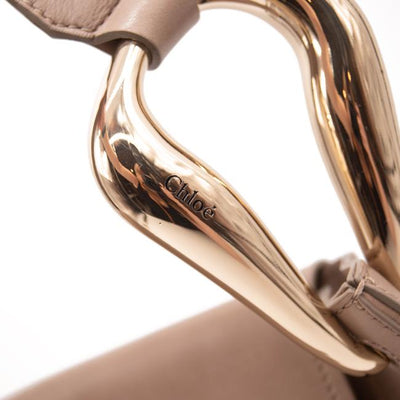 NEW Chloe Hobo Kiss Motty Grey Beige Leather Shoulder Bag