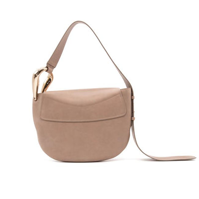 NEW Chloe Hobo Kiss Motty Grey Beige Leather Shoulder Bag