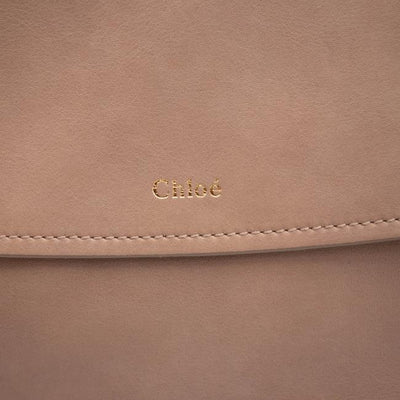 Chloe Hobo Kiss Motty Grey Beige Leather Shoulder Bag