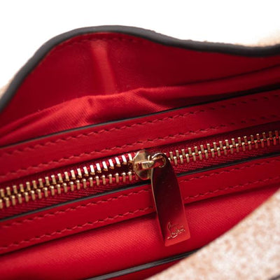NEW Christian Louboutin Carasky Mini Studded White Shearling Wool Shoulder Bag