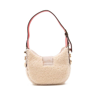 NEW Christian Louboutin Carasky Mini Studded White Shearling Wool Shoulder Bag
