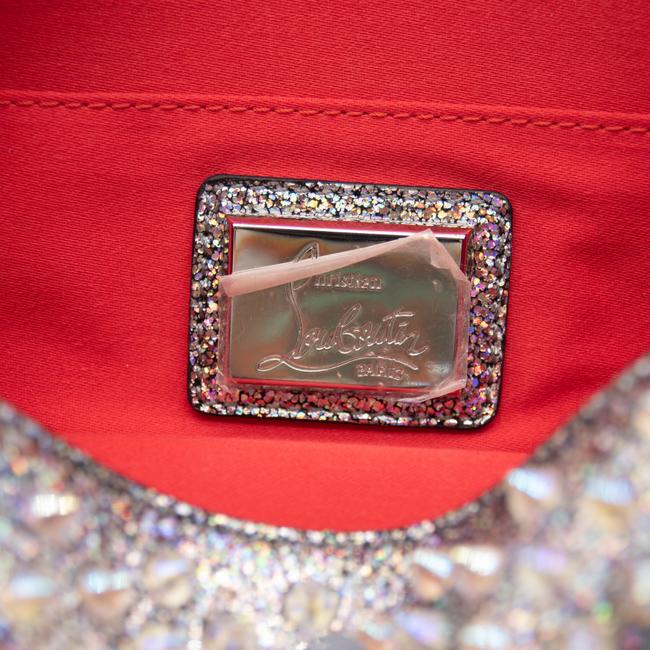 Christian Louboutin Crossbody Clutch Loubiclutch Metallic Leatloubiclutch Metallic Silver Leather Shoulder Bag