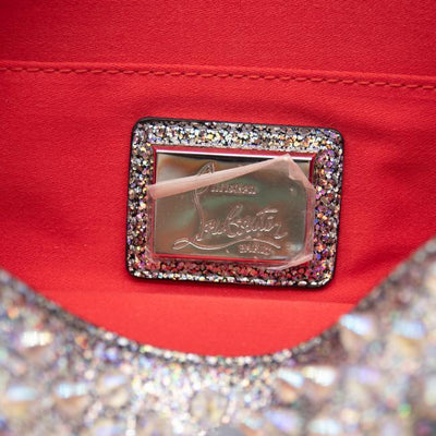Christian Louboutin Crossbody Clutch Loubiclutch Metallic Leatloubiclutch Metallic Silver Leather Shoulder Bag