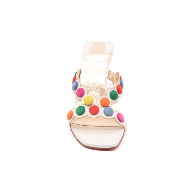 Christian Louboutin White White/Multicolor Smarta 85 Strappy Pom Pom Dots Mule Heels Sandals Pumps