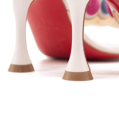 Christian Louboutin White White/Multicolor Smarta 85 Strappy Pom Pom Dots Mule Heels Sandals Pumps