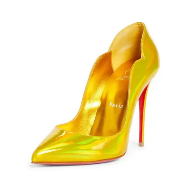 NEW Christian Louboutin Yellow Hot Chick Pointed Toe Eu 38.5 Pumps