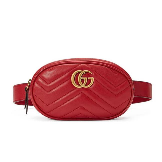NEW Gucci Belt Marmont 65 Gg Small Matelasse Red Leather Messenger Bag