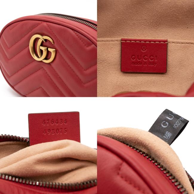 NEW Gucci Belt Marmont 65 Gg Small Matelasse Red Leather Messenger Bag