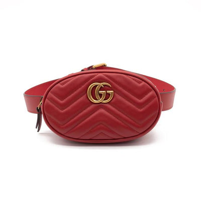 NEW Gucci Belt Marmont 65 Gg Small Matelasse Red Leather Messenger Bag