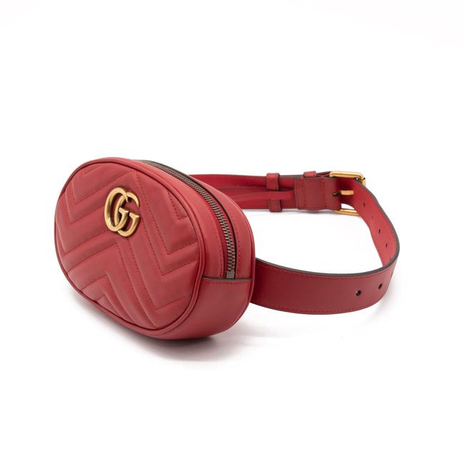 NEW Gucci Belt Marmont 65 Gg Small Matelasse Red Leather Messenger Bag