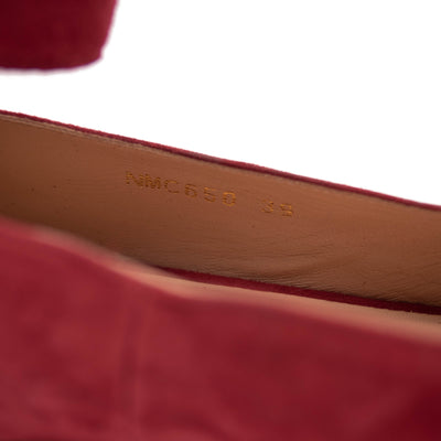 Valentino Red Suede Ankle Wrap Ballet Rubino Flats US 8.5