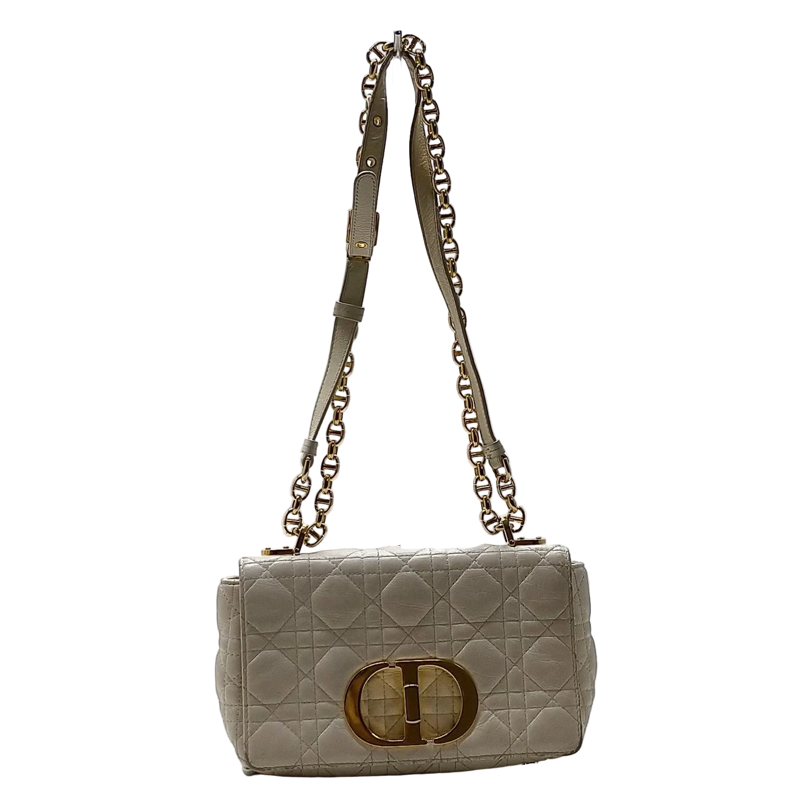 $4400 Christian Dior Lambskin Cannage Small Caro Bag Ivory