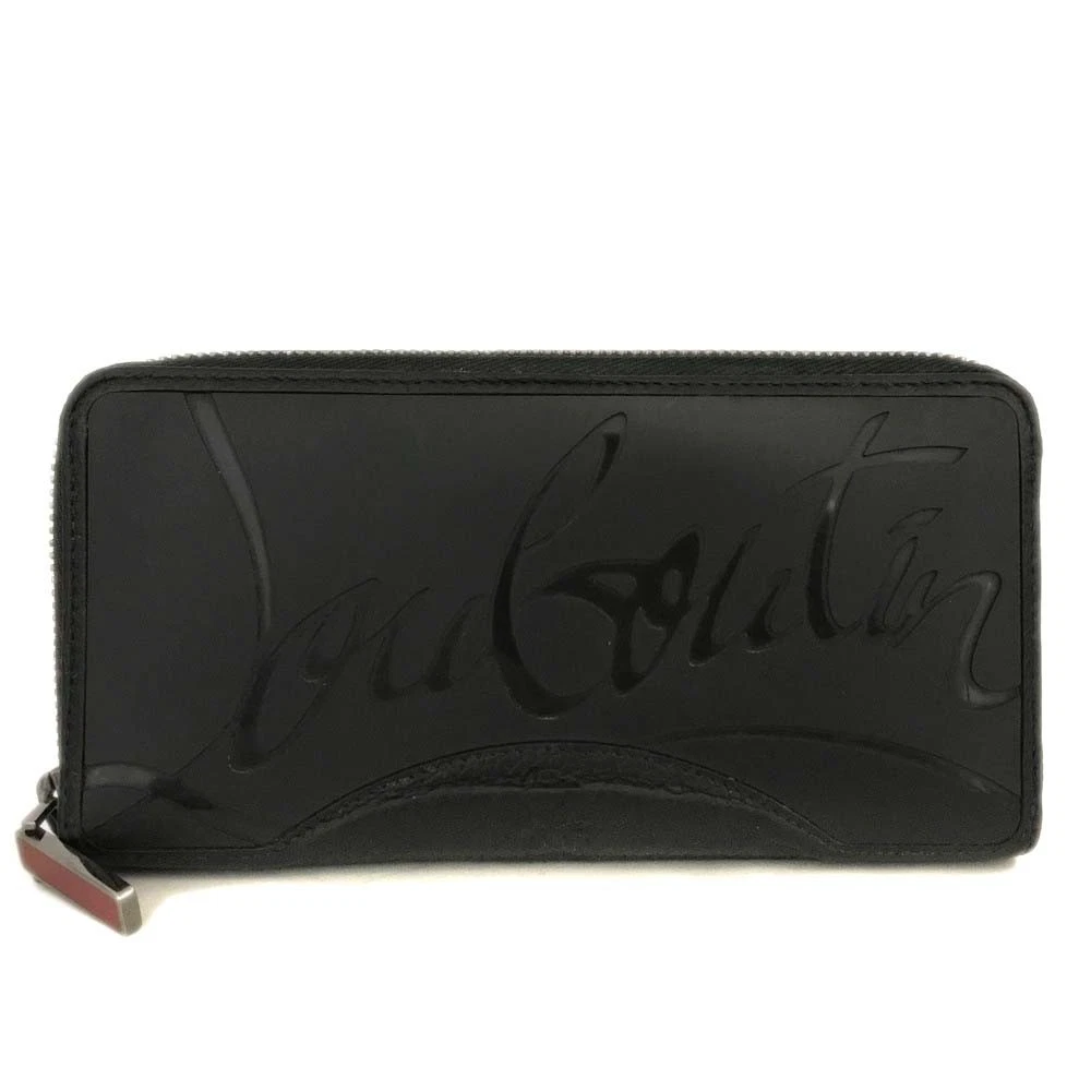 $790 Christian Louboutin Calfskin Panettone Zip Around Wallet Loubi Black