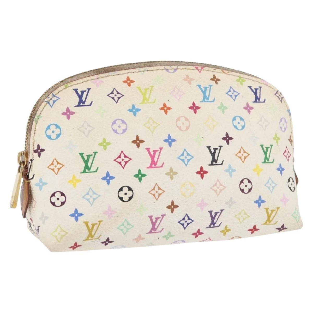 $625 2012 LOUIS VUITTON Monogram Multicolor Cosmetic Pouch White Litchi 2172