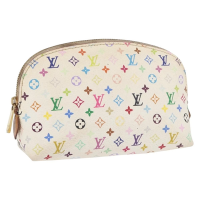 $625 2012 LOUIS VUITTON Monogram Multicolor Cosmetic Pouch White Litchi 2172