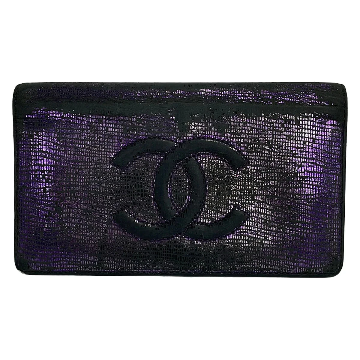 Chanel Chanel Metallic Purple Leather CC Bifold Wallet