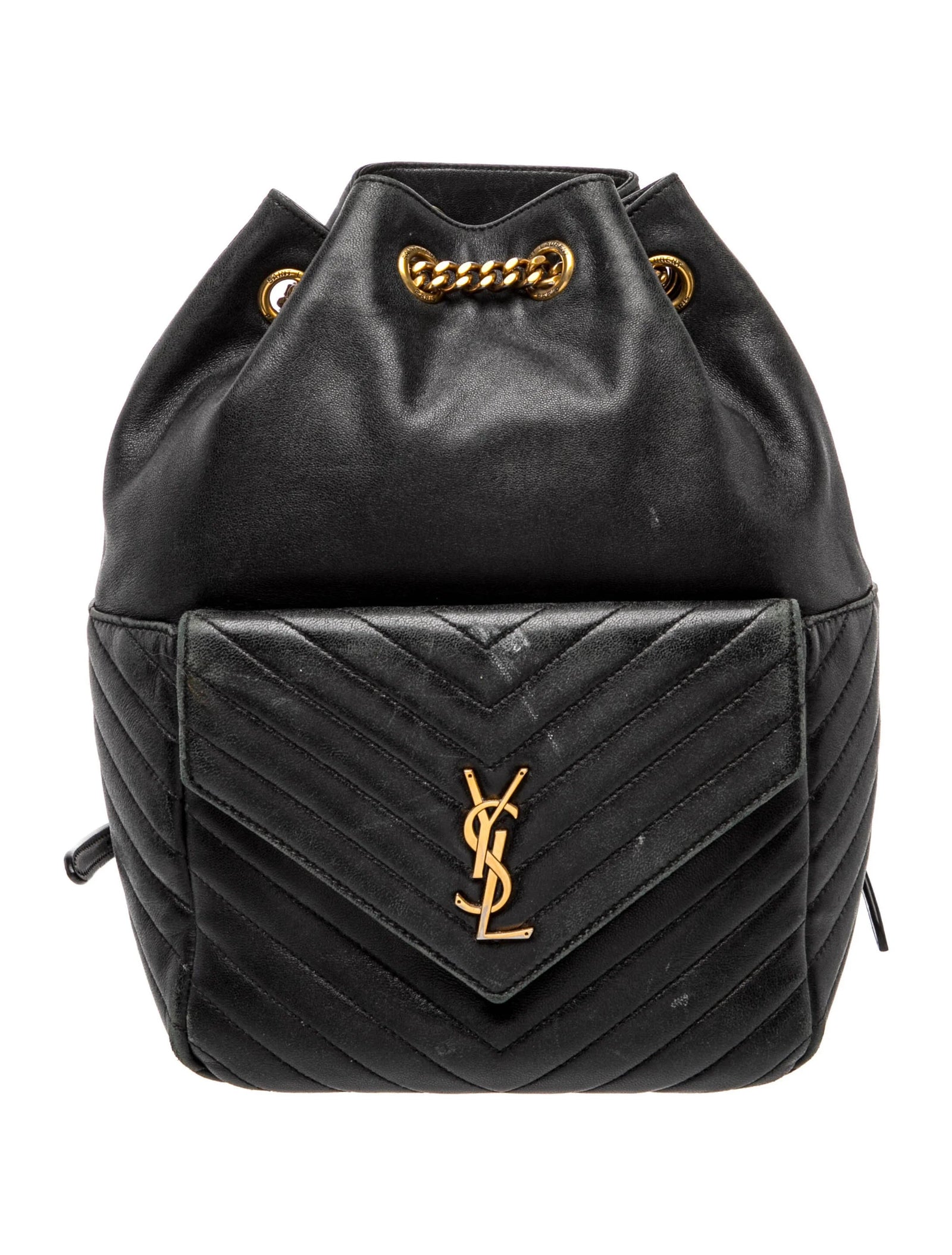 $2850 Saint Laurent Lambskin Matelasse Monogram Joe Backpack Black 10021113