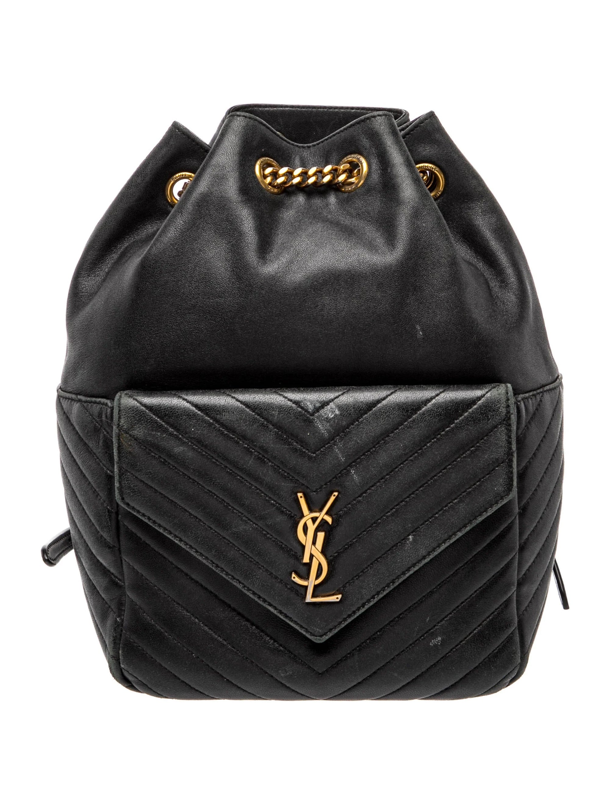 $2850 Saint Laurent Lambskin Matelasse Monogram Joe Backpack Black 10021113