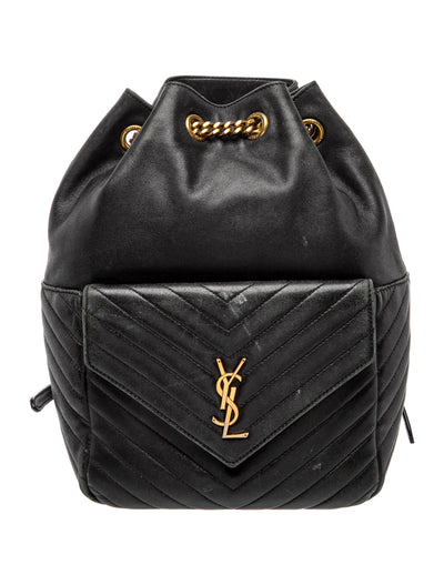 $2850 Saint Laurent Lambskin Matelasse Monogram Joe Backpack Black 10021113